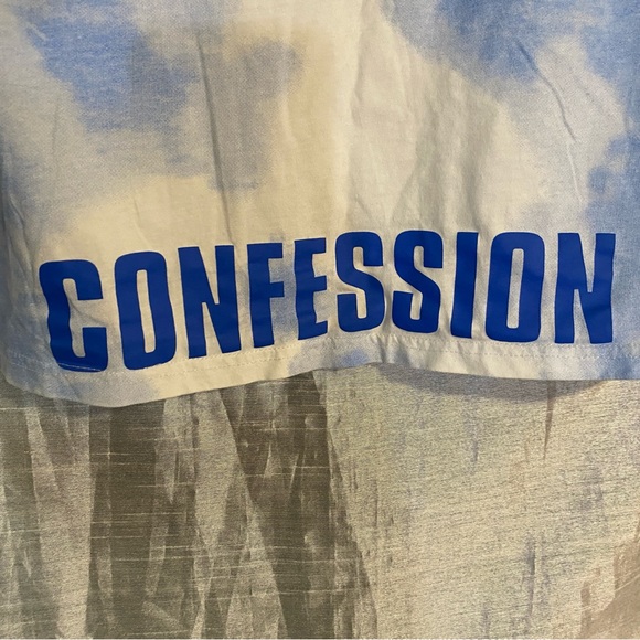 Y-R Angels crop top “CONFESSION” tie dye SZ M GUC, oversized cloud pattern - Picture 7 of 9